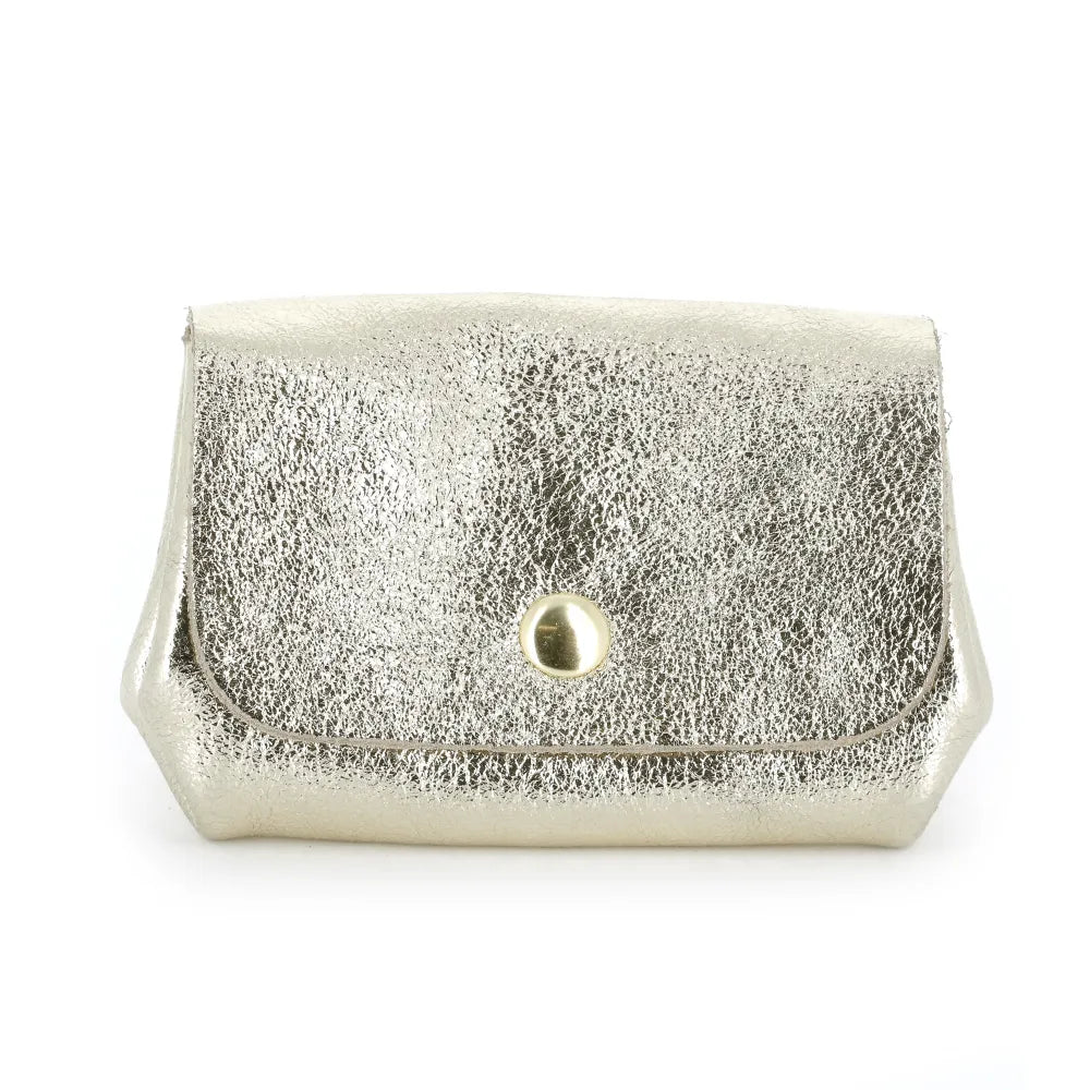 Porte-monnaie cuir souple irisé 04 or clair Made in Italy