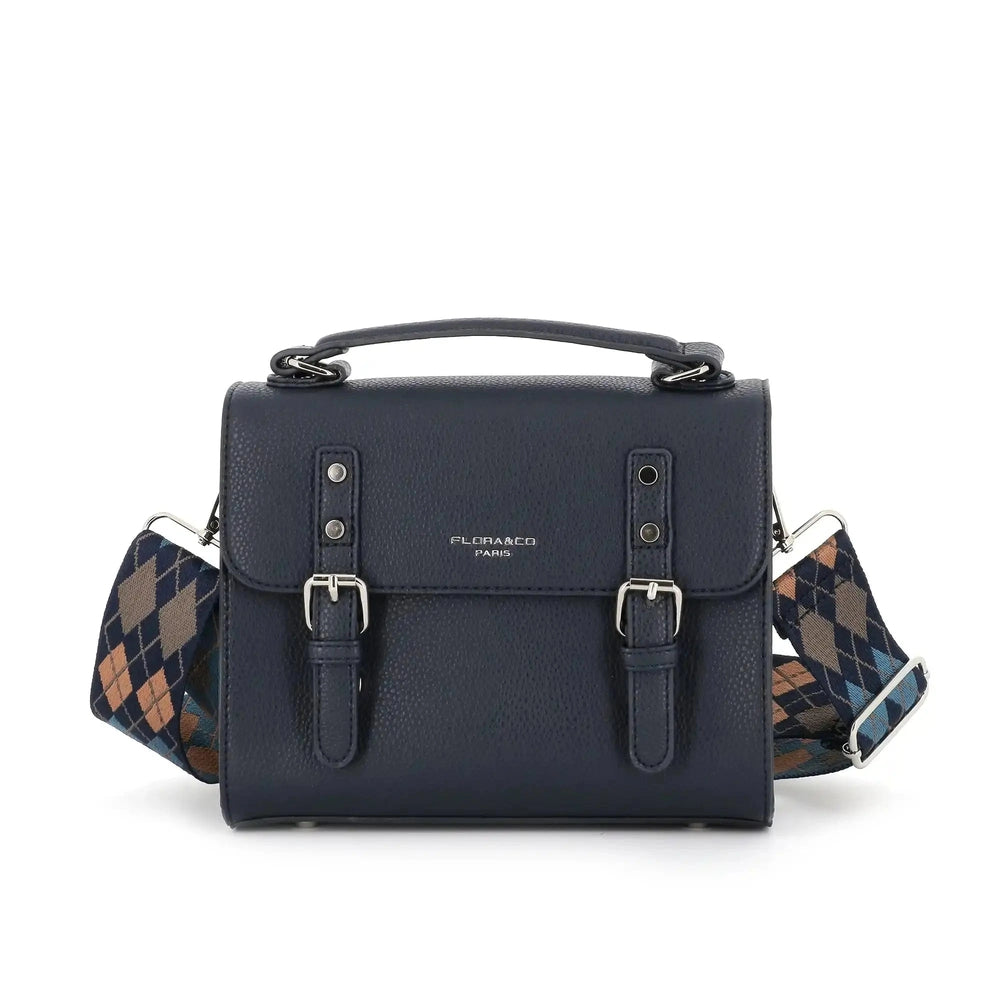 Flora & co Sac cartable bandoulière femme broderie bleu