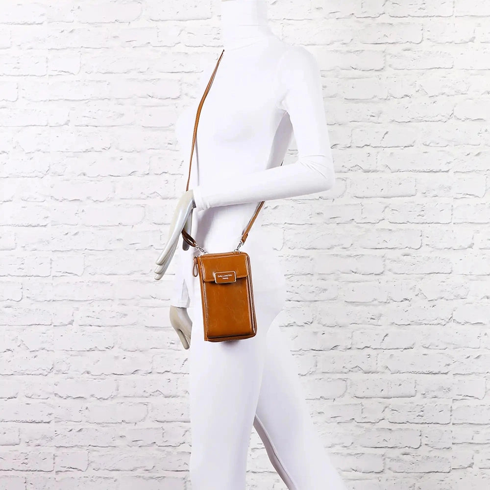 Gallantry Pochette téléphone plate tout-en-un femme camel
