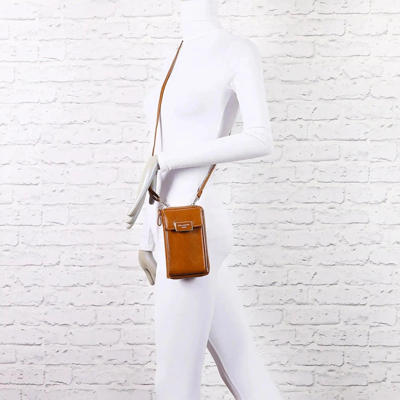 Gallantry Pochette téléphone plate tout-en-un femme camel