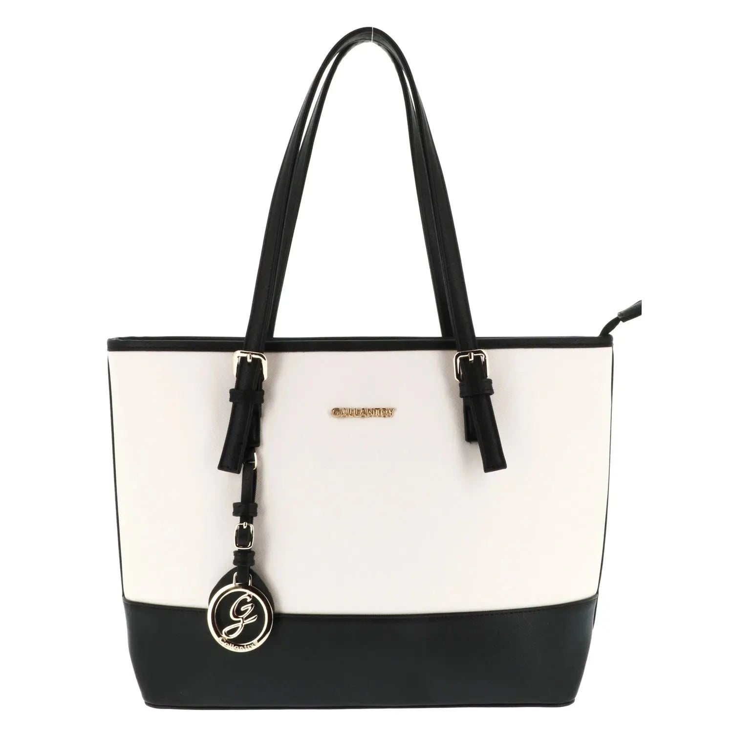 Gallantry Sac cabas femme bicolore saffiano blanc