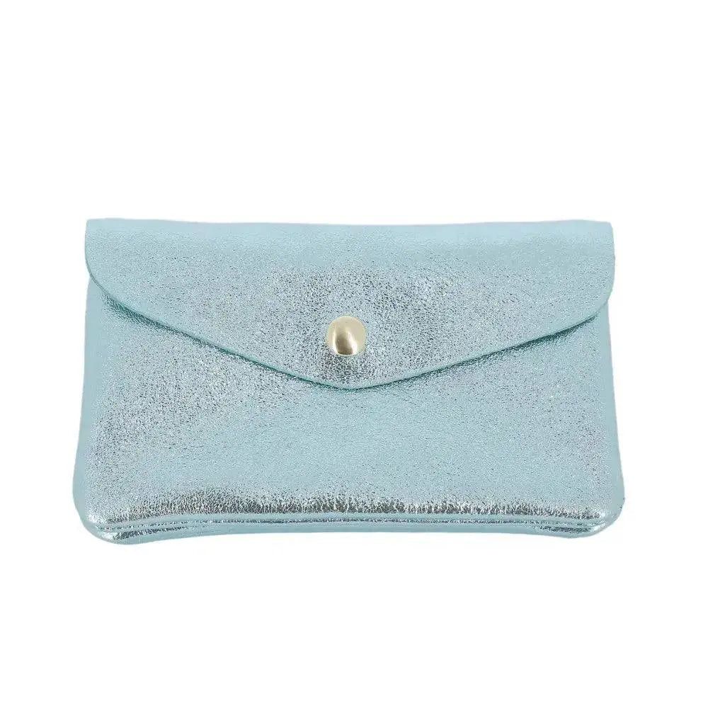 Vue princ. du Porte-monnaie cartes femme cuir irisé 051 Turquoise par Made in Italy.