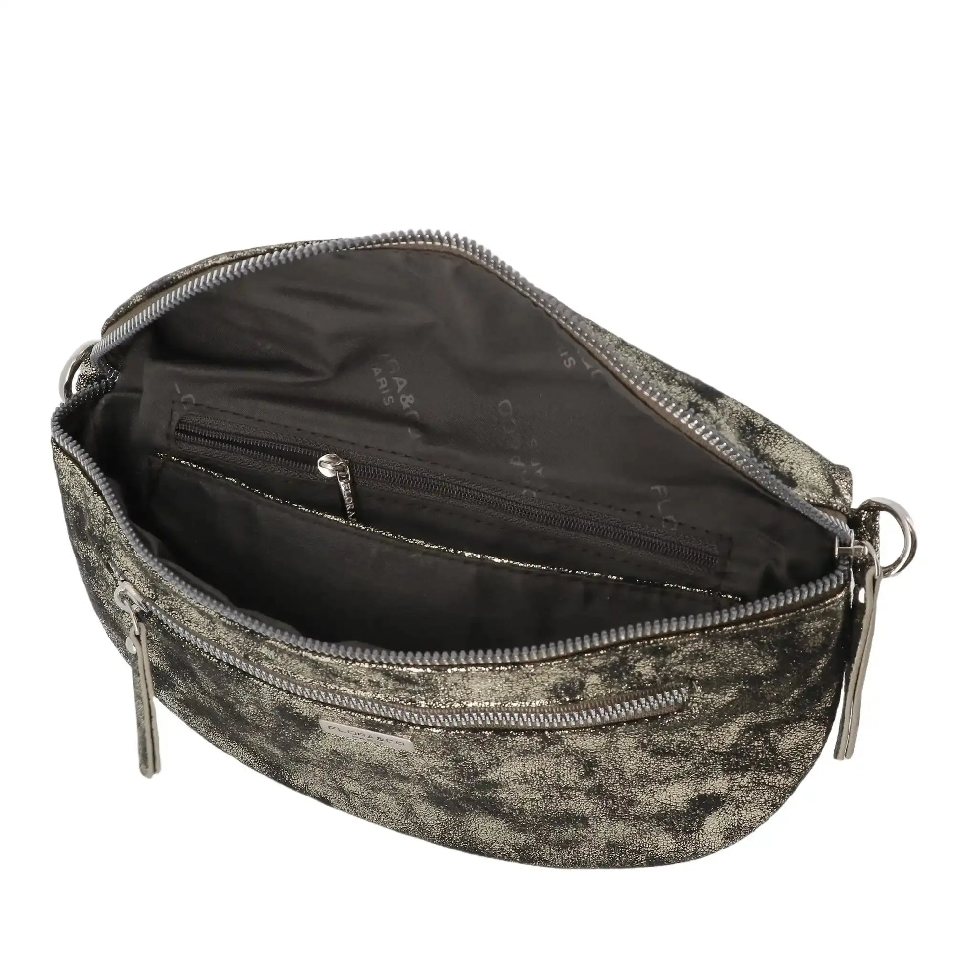 Flora & co Sac banane bandoulière suédine marron métal