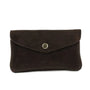 Vue princ. du Porte-monnaie portefeuille mi-long suède Chocolat en cuir par Made in Italy.