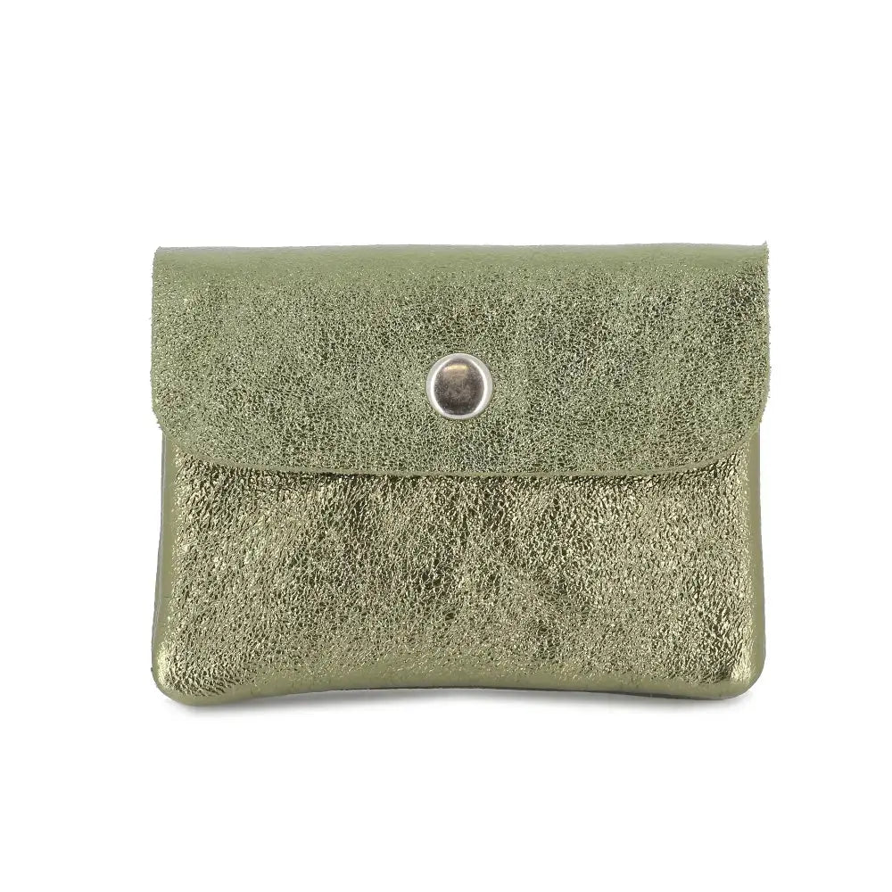 Porte-monnaie femme court cuir irisé 041 Olive