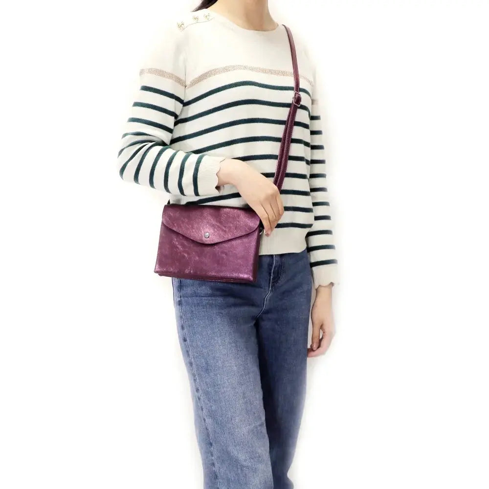 Sac bandoulière femme irisé rabat violet
