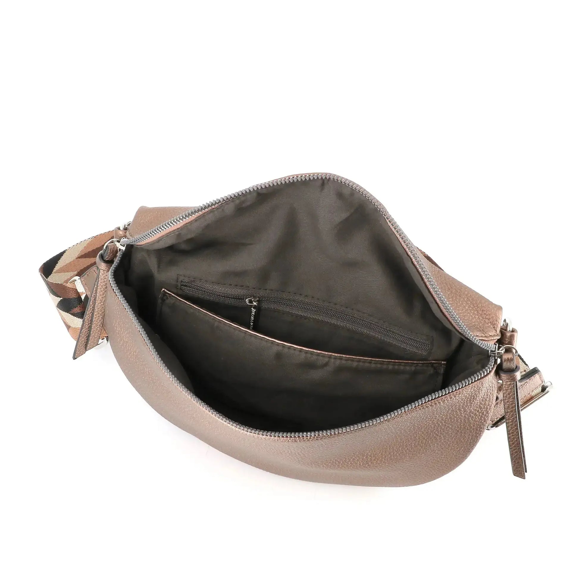Flora & co Sac banane femme pu cuir grainé marron