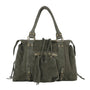 Sac à main bowling en cuir daim kaki - Crocochic