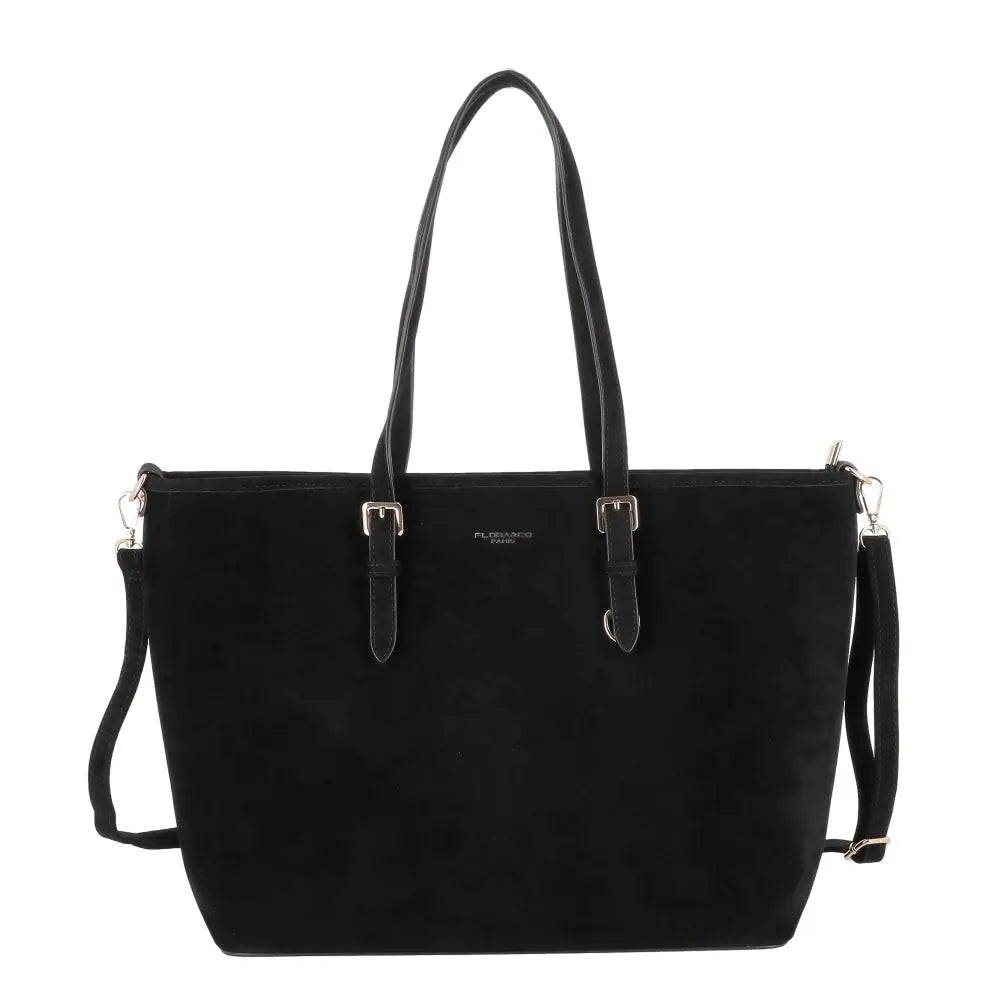 Grand sac cabas daim femme format A4 Noir main image