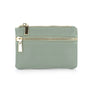 Porte-Monnaie pochette cuir grainé femme Vert main image