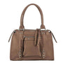 Vue princ. du Grand sac à main bowling grainé marron VORTEX en cuir synthétique par Flora & co.