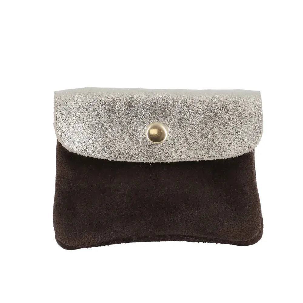 Porte-monnaie cartes cuir suédé irisé 043 Chocolat