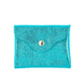 Porte-monnaie cuir irisé femme ultra fin Cyan - Crocochic