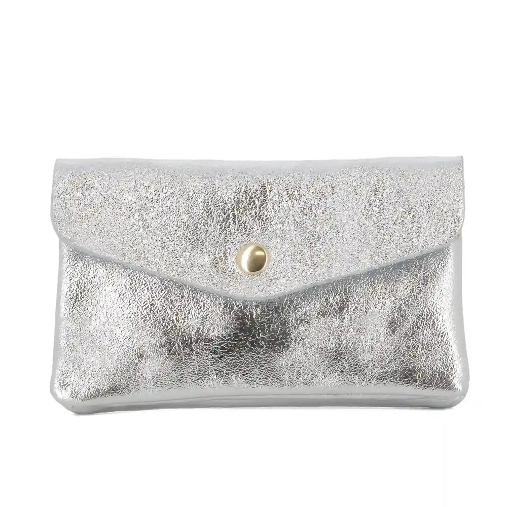Portefeuille pochette passeport cuir isiré Argent main image