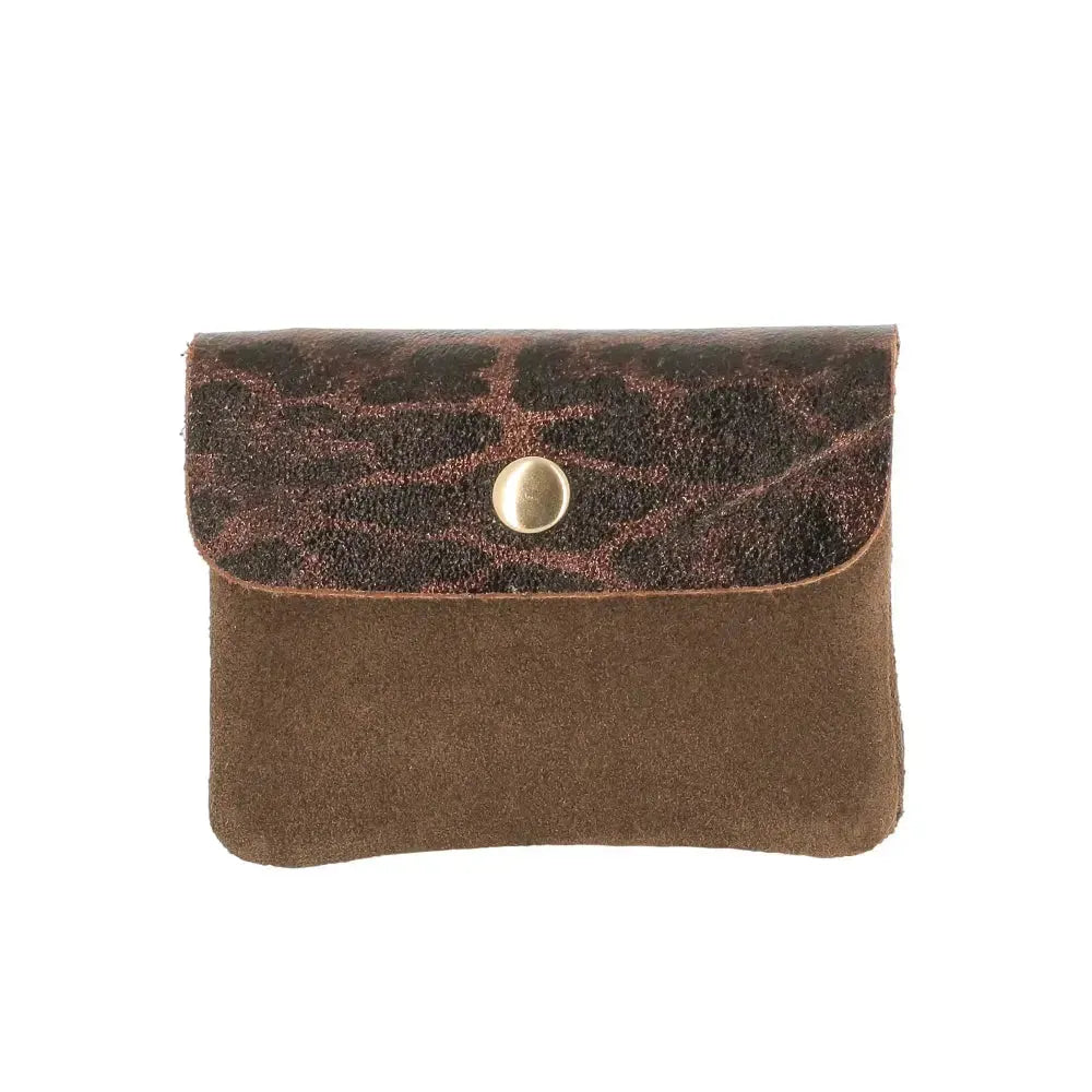 Vue princ. du Porte-monnaie femme suédé irisé léopard Taupe Foncé en cuir par Made in Italy.