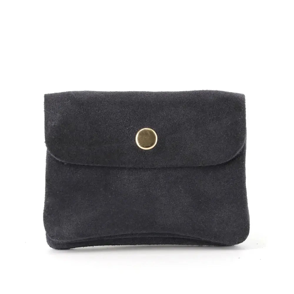 Petit porte-monnaie cartes cuir suède Bleu Marine main image