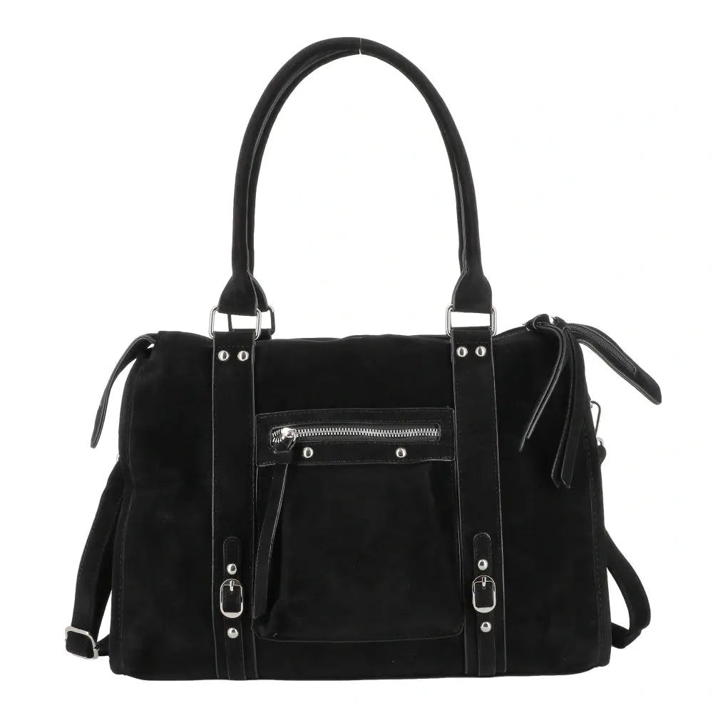 Grand sac cabas bowling effet daim Noir main image