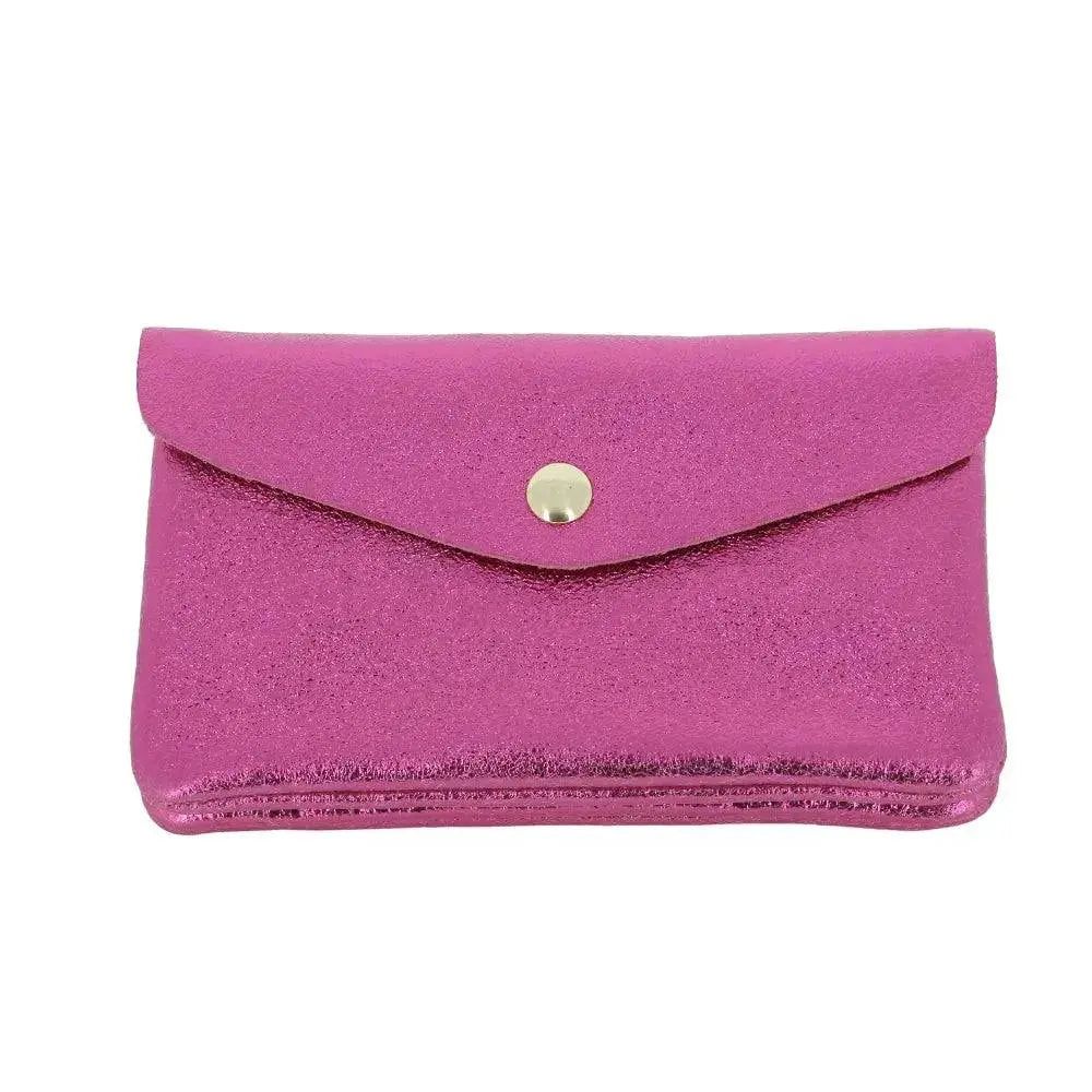Vue princ. du Porte-monnaie cartes femme cuir irisé 051 Fuchsia par Made in Italy.