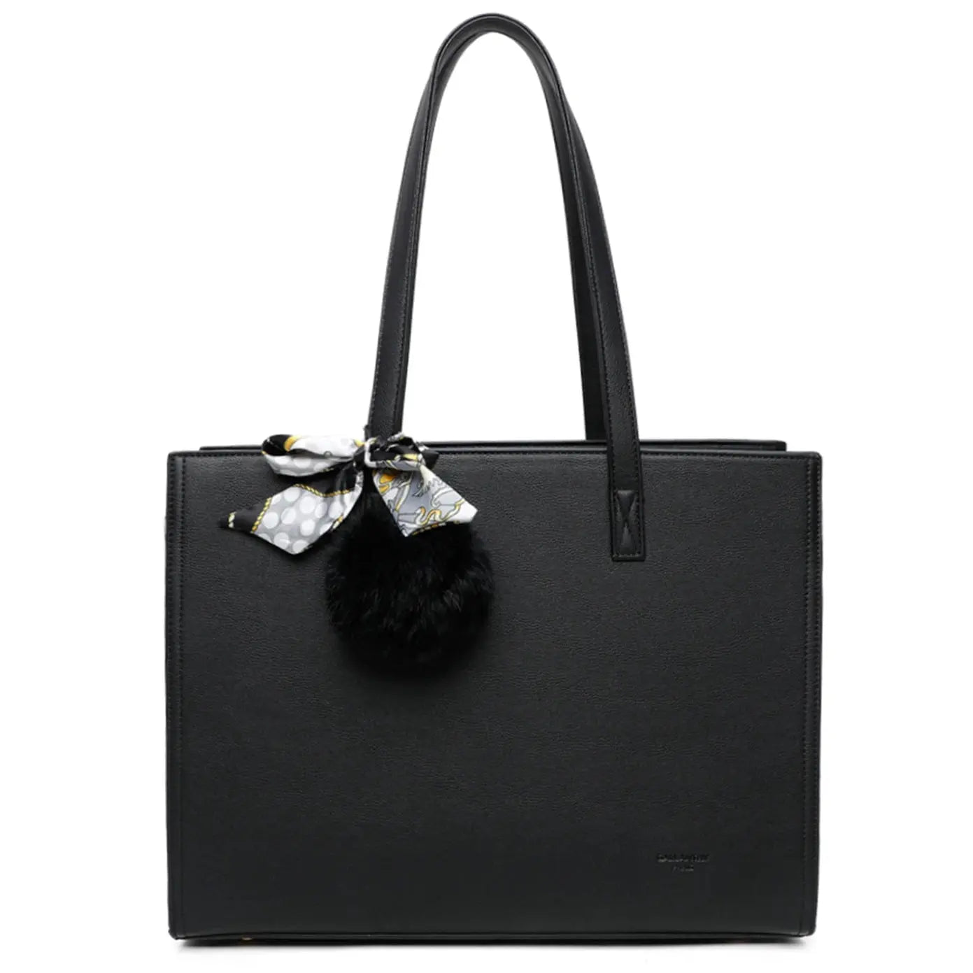 Gallantry Sac cabas femme pompon fourrure a4 noir