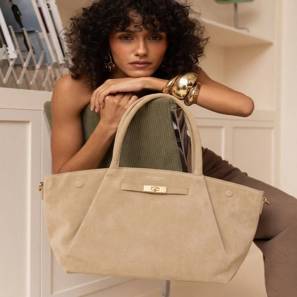 Sac à main bandoulière suédé Beige - Crocochic