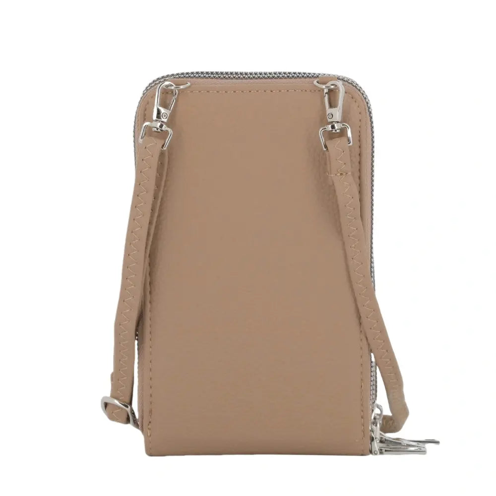 Sac bandoulière téléphone 6.7 Pouces femme beige taupe Flora & co