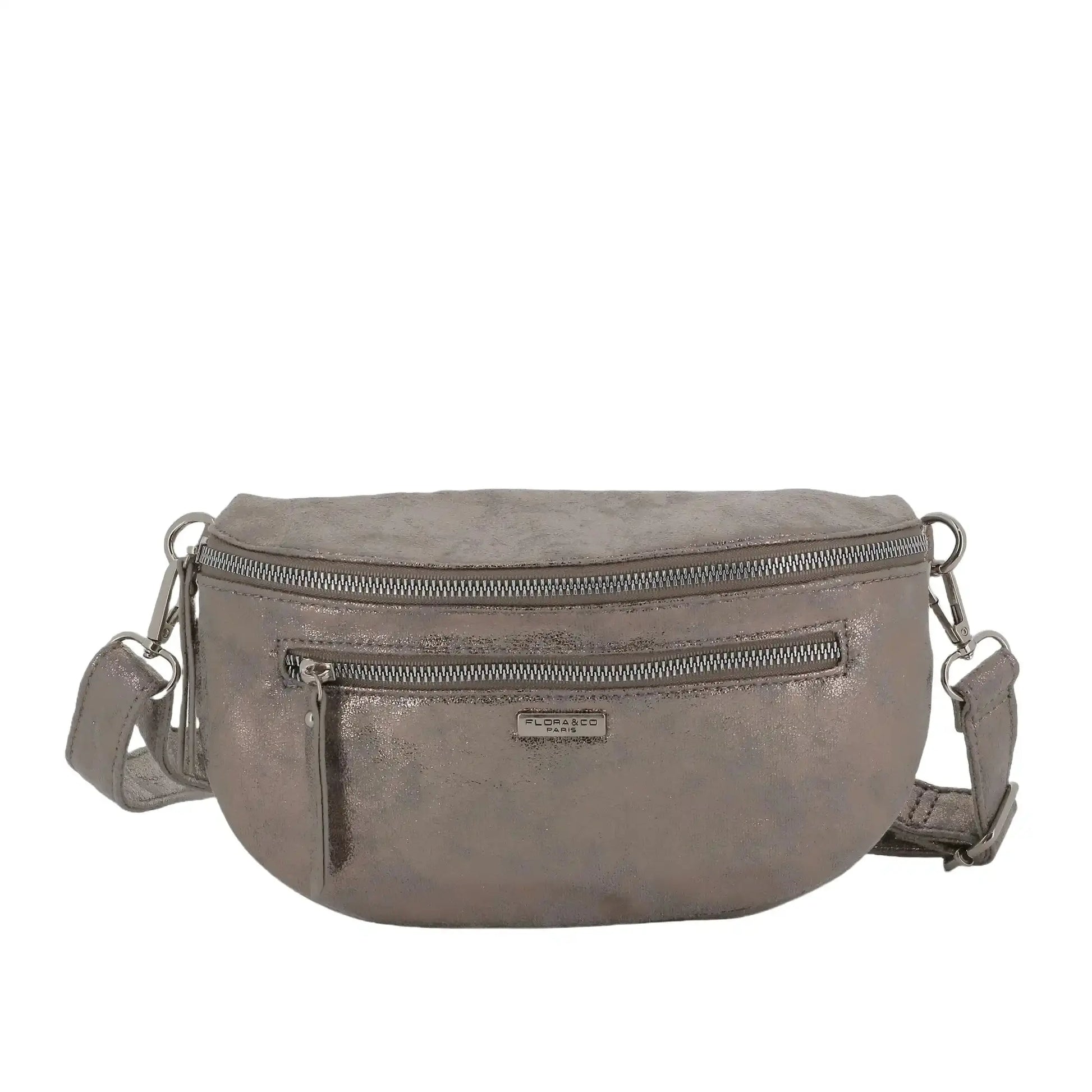 Flora & co Sac banane bandoulière suédine taupe métal