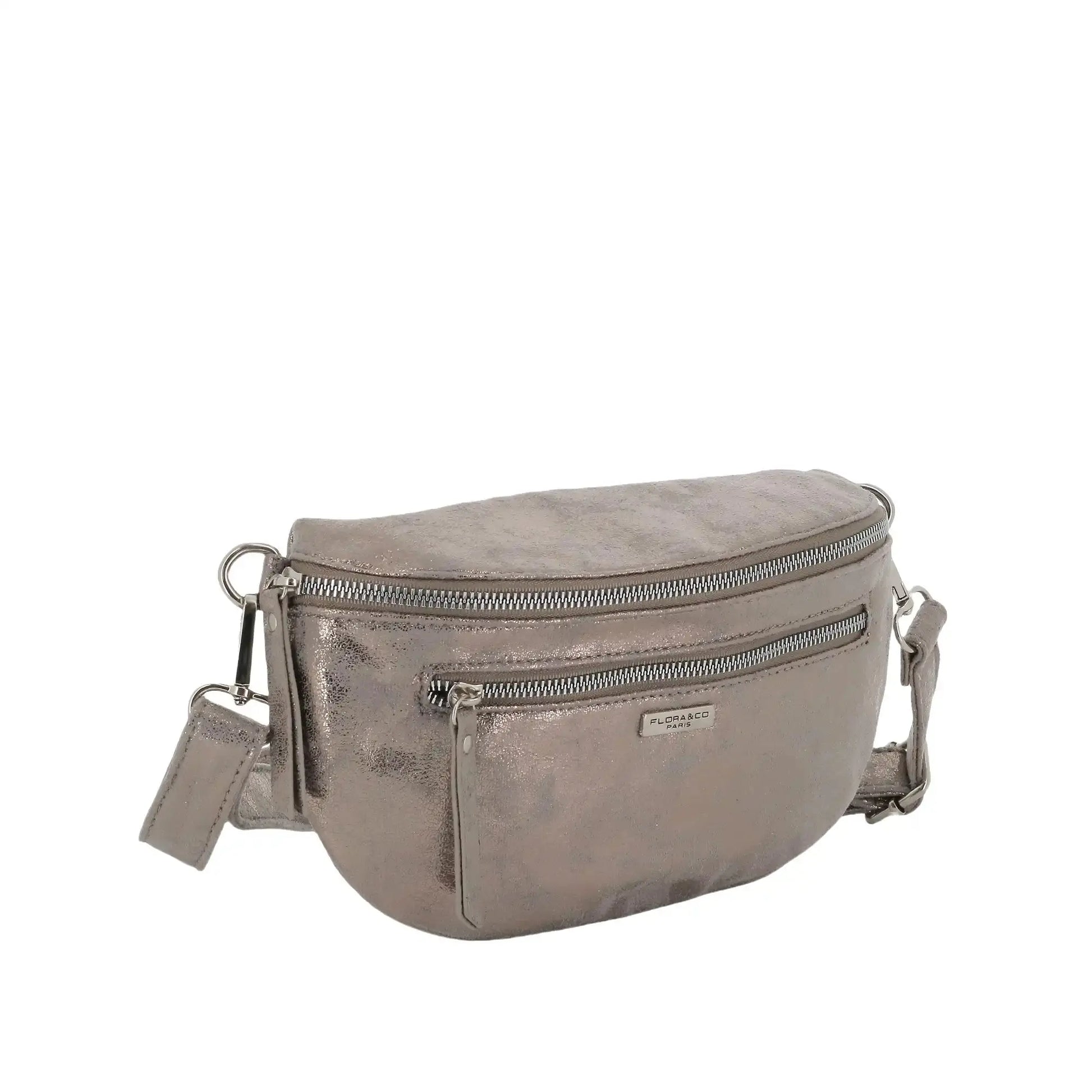 Flora & co Sac banane bandoulière suédine taupe métal