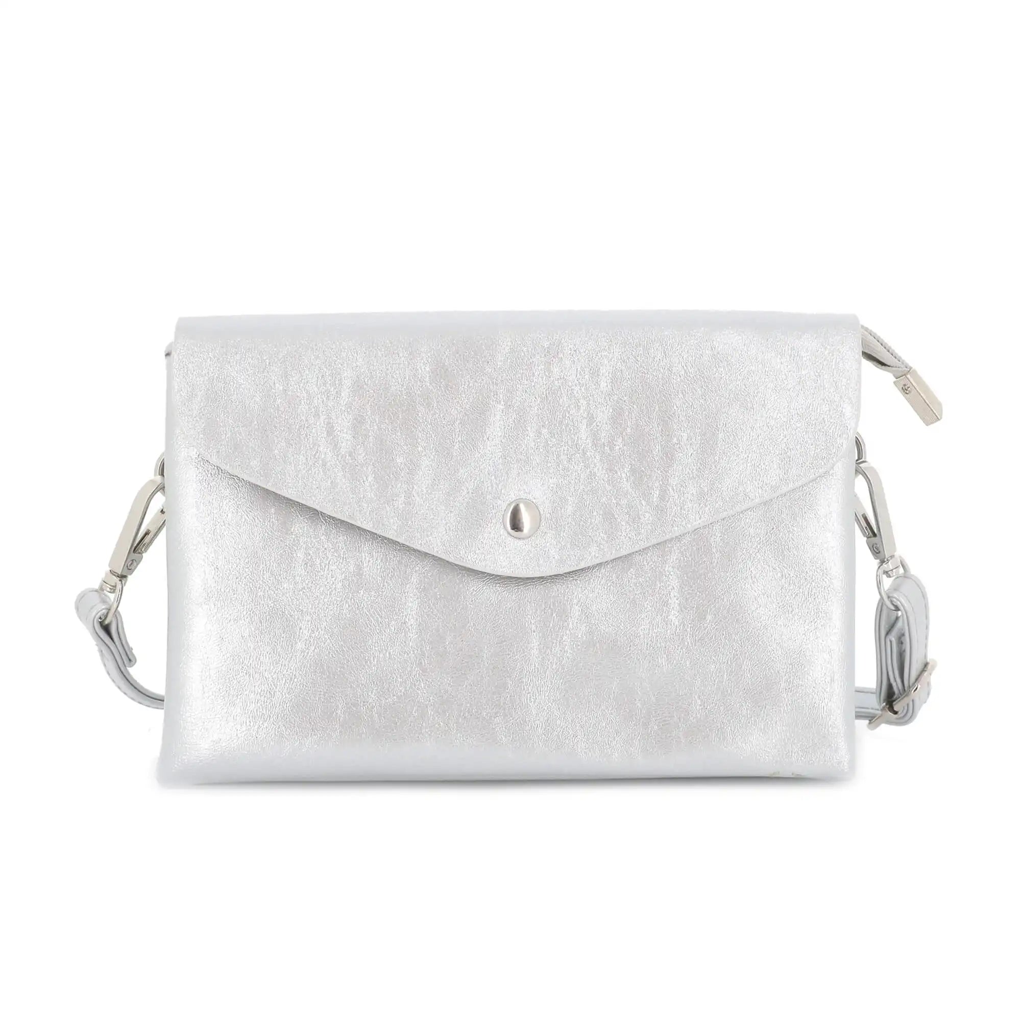 Sac bandoulière femme irisé souple argent