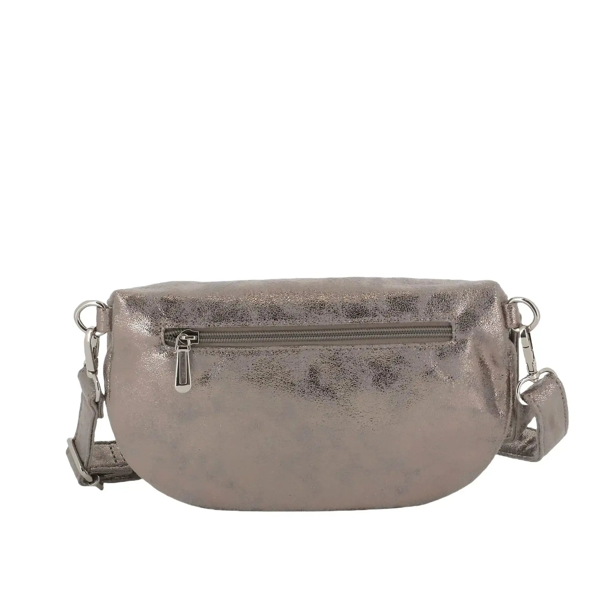 Flora & co Sac banane bandoulière suédine taupe métal