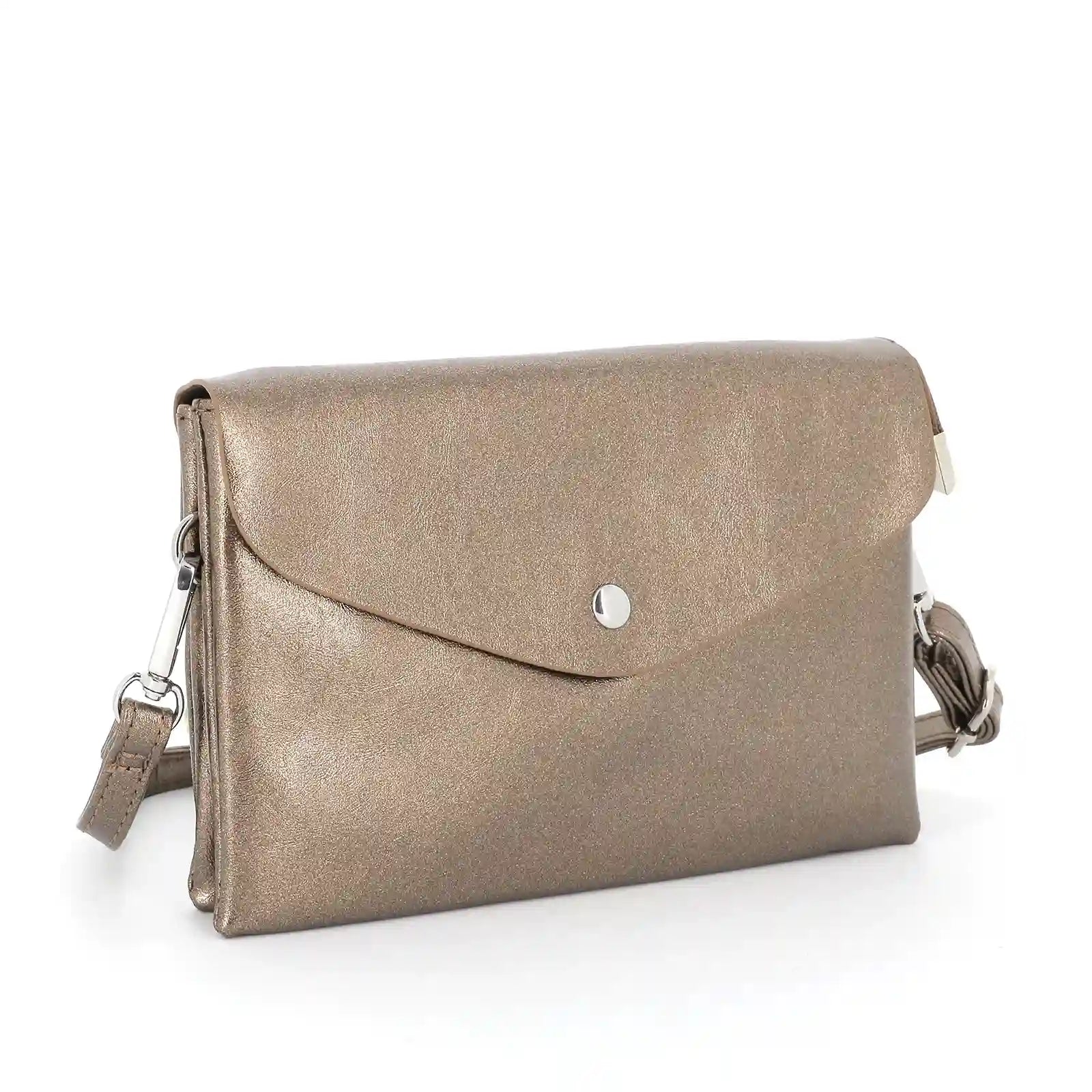 Flora & co - Sac bandoulière femme irisé rabat marron métal