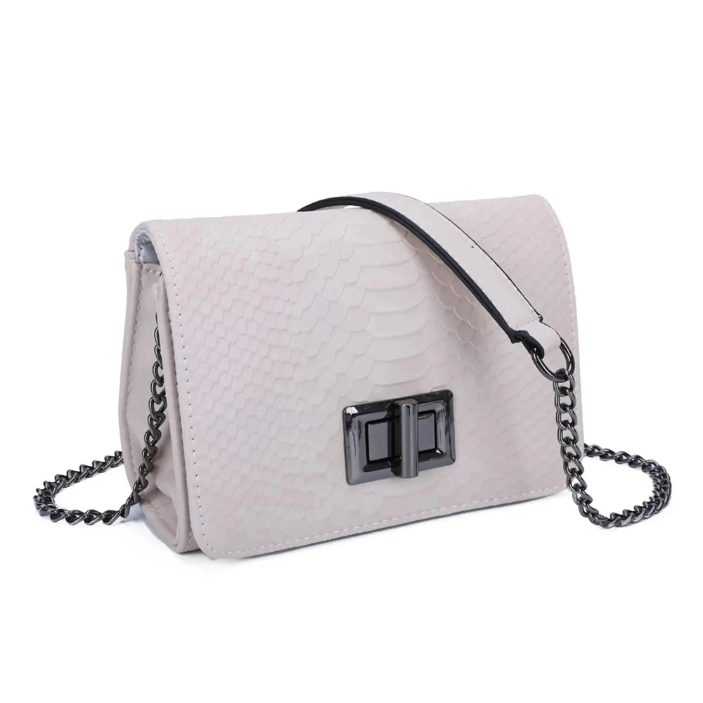 Gallantry Sac bandoulière femme chaîne python beige