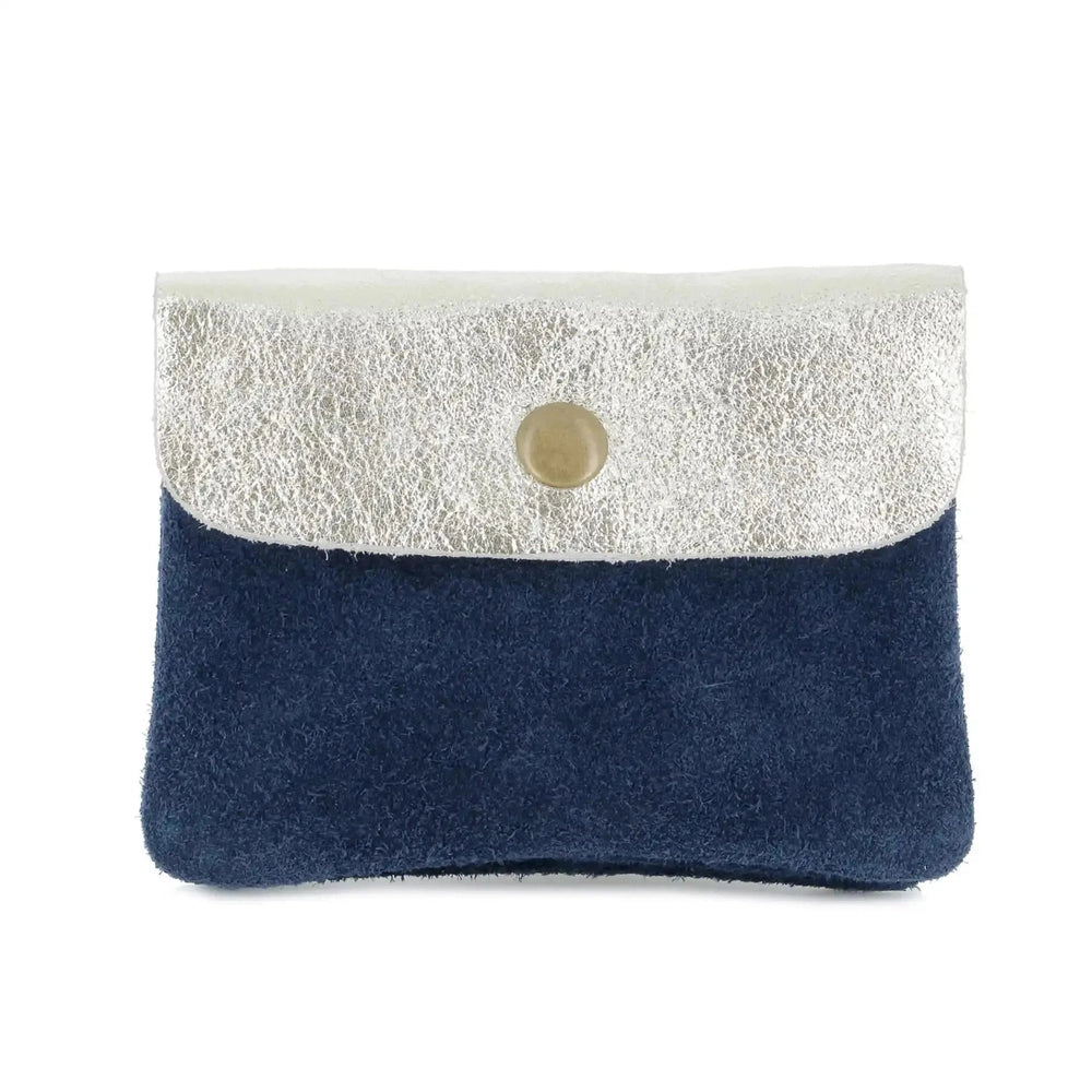 Made in Italy Porte-monnaie cartes cuir suède irisé 043 bleu marine