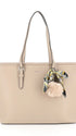 Flora & co Sac cabas femme pompon foulard léger beige