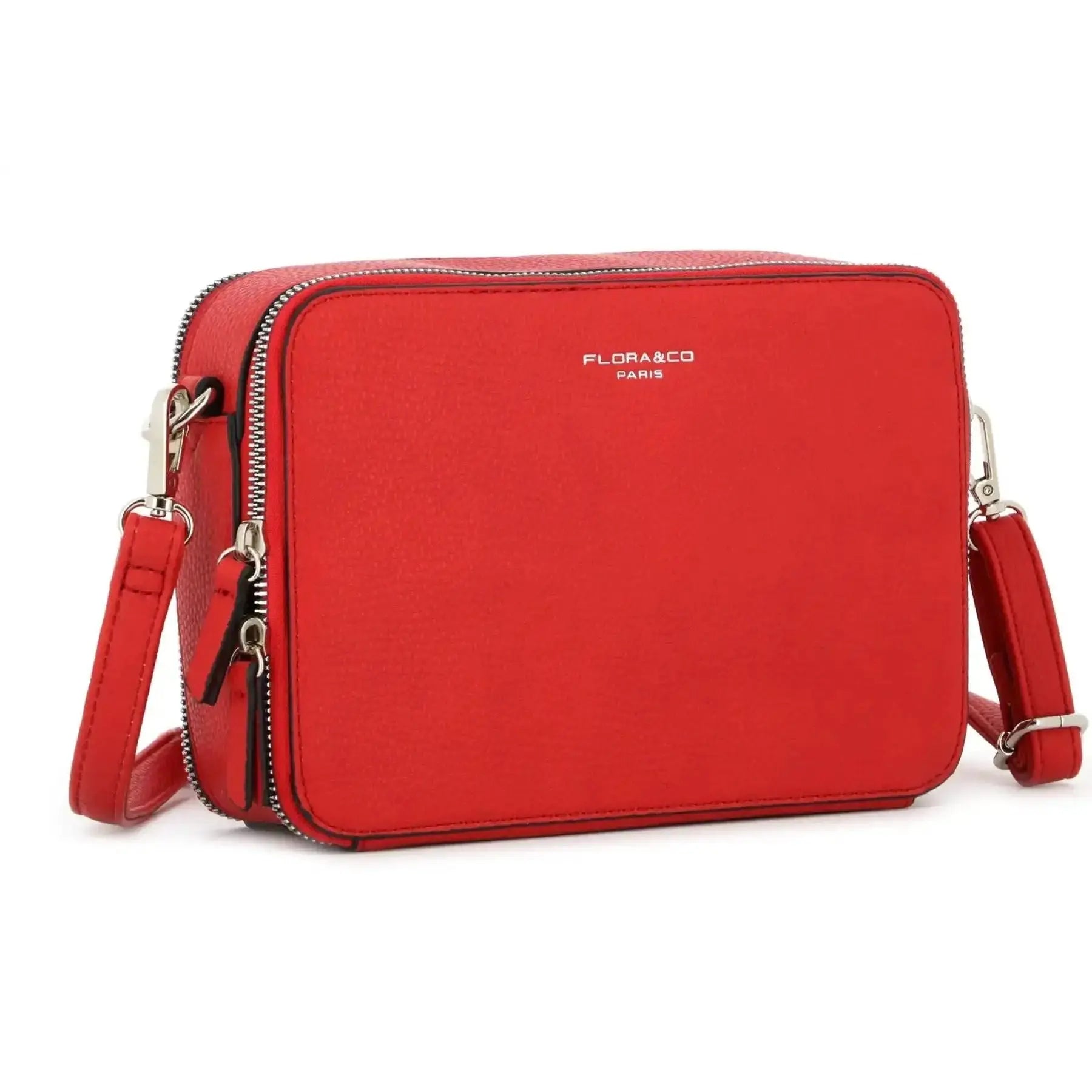 Flora & co Sac caméra bandoulière femme 2 zip rouge