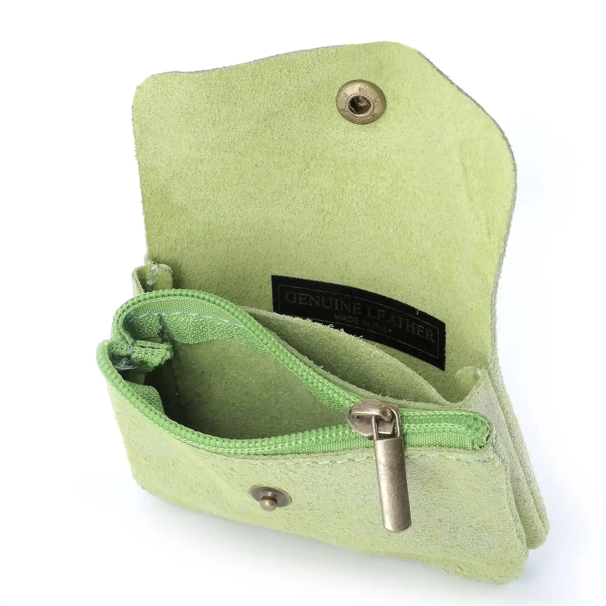 Made in Italy Porte-monnaie femme cuir daim irisé 044 vert