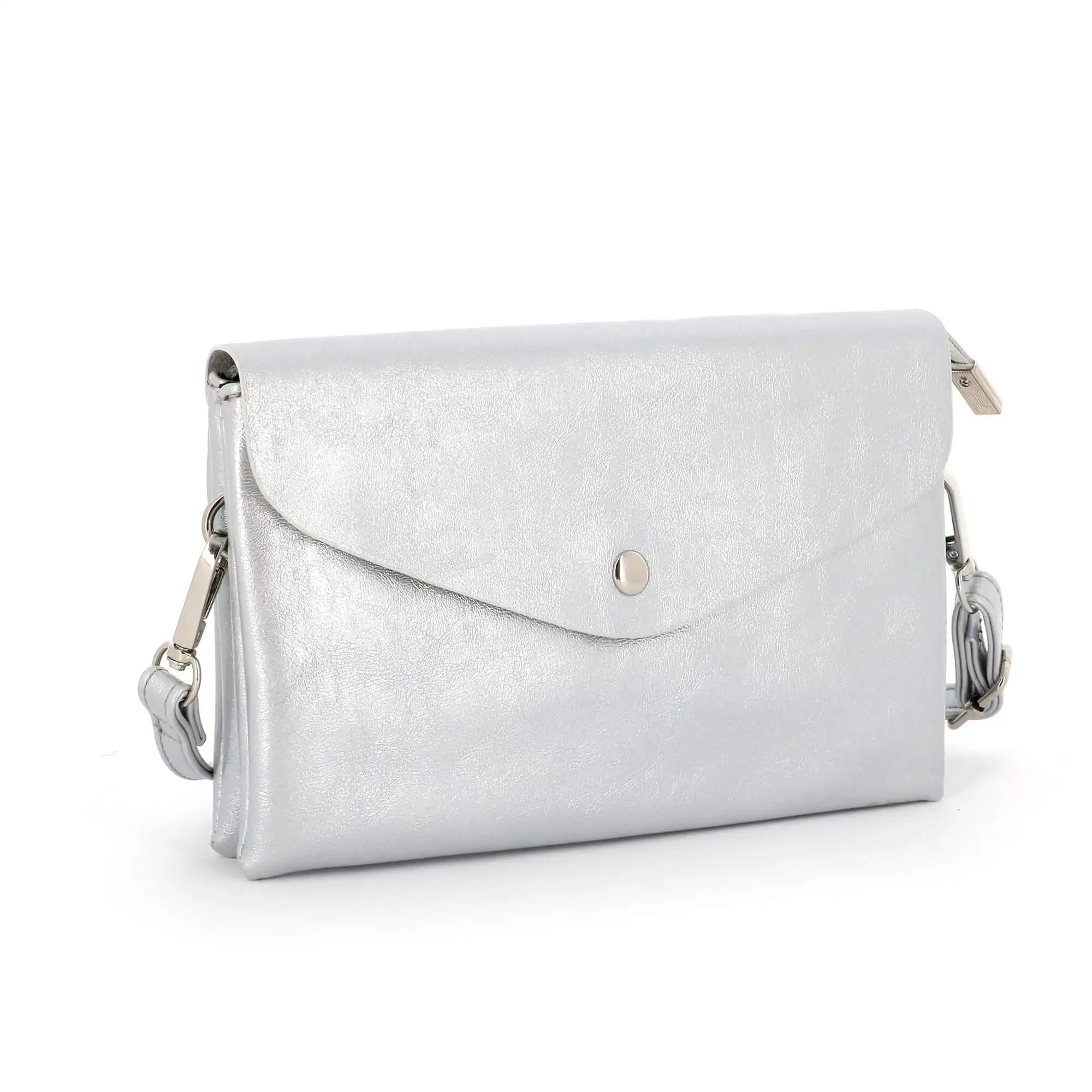 Sac bandoulière femme irisé souple argent