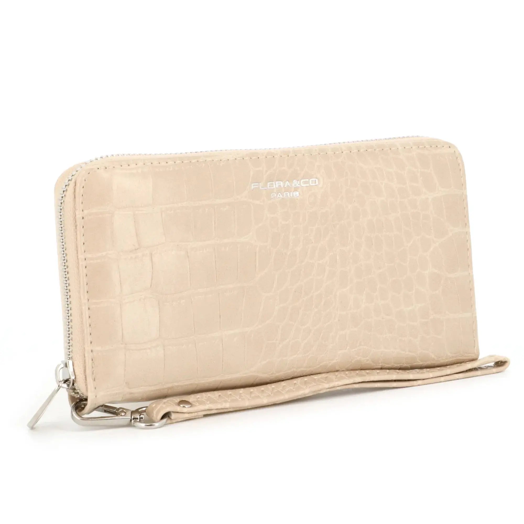 Flora & co Portefeuille femme brillant pu cuir croco beige