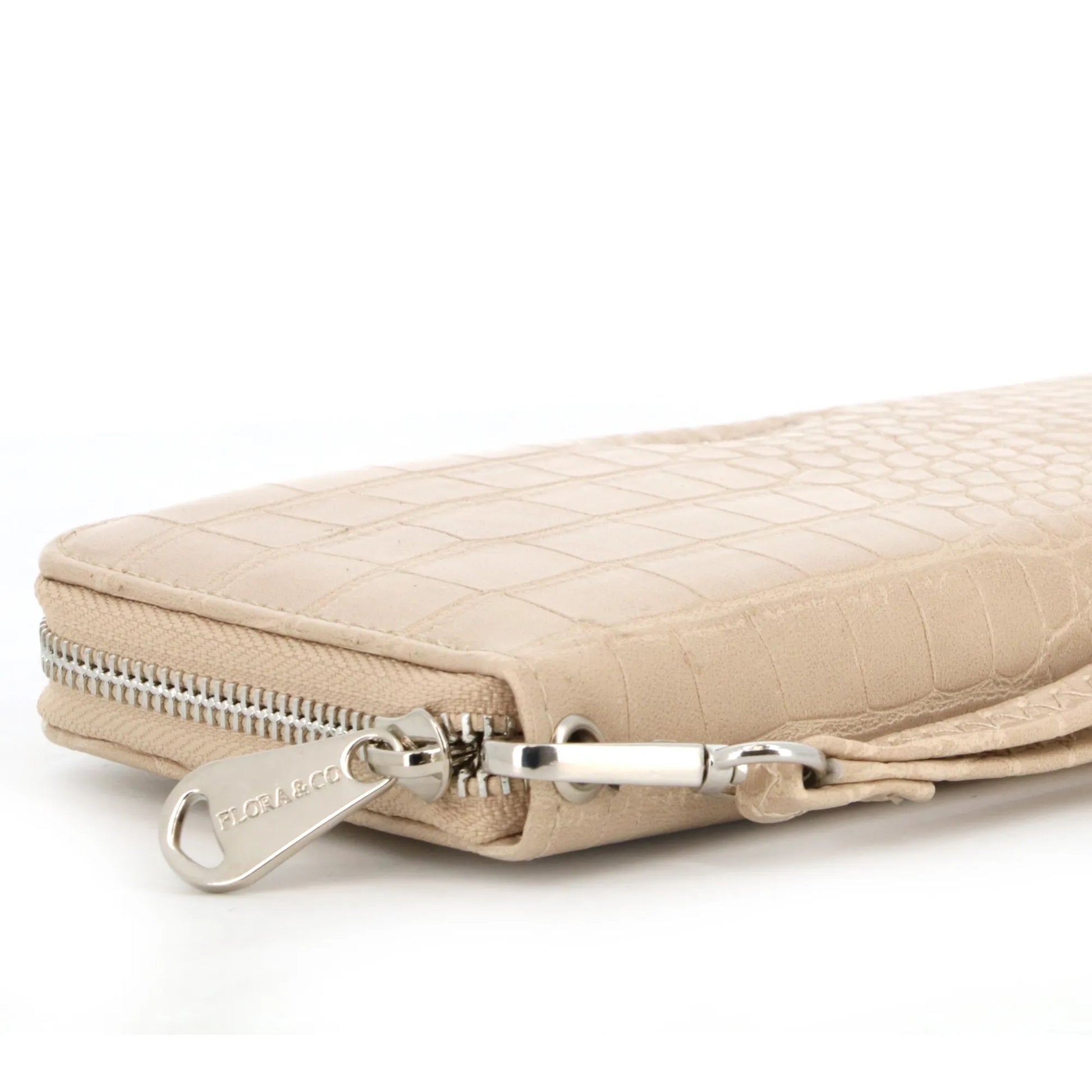 Flora & co - Portefeuille femme brillant pu cuir croco beige