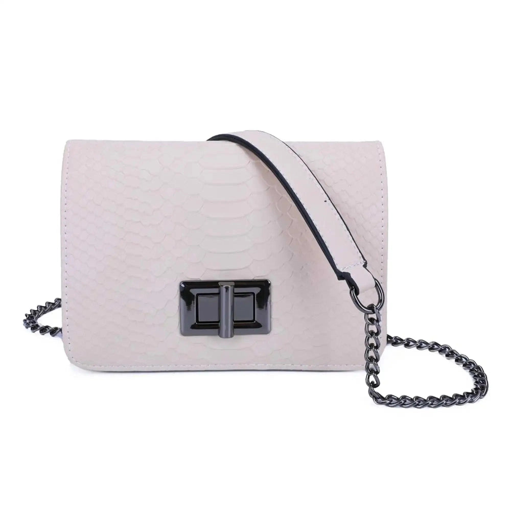 Gallantry Sac bandoulière femme chaîne python beige