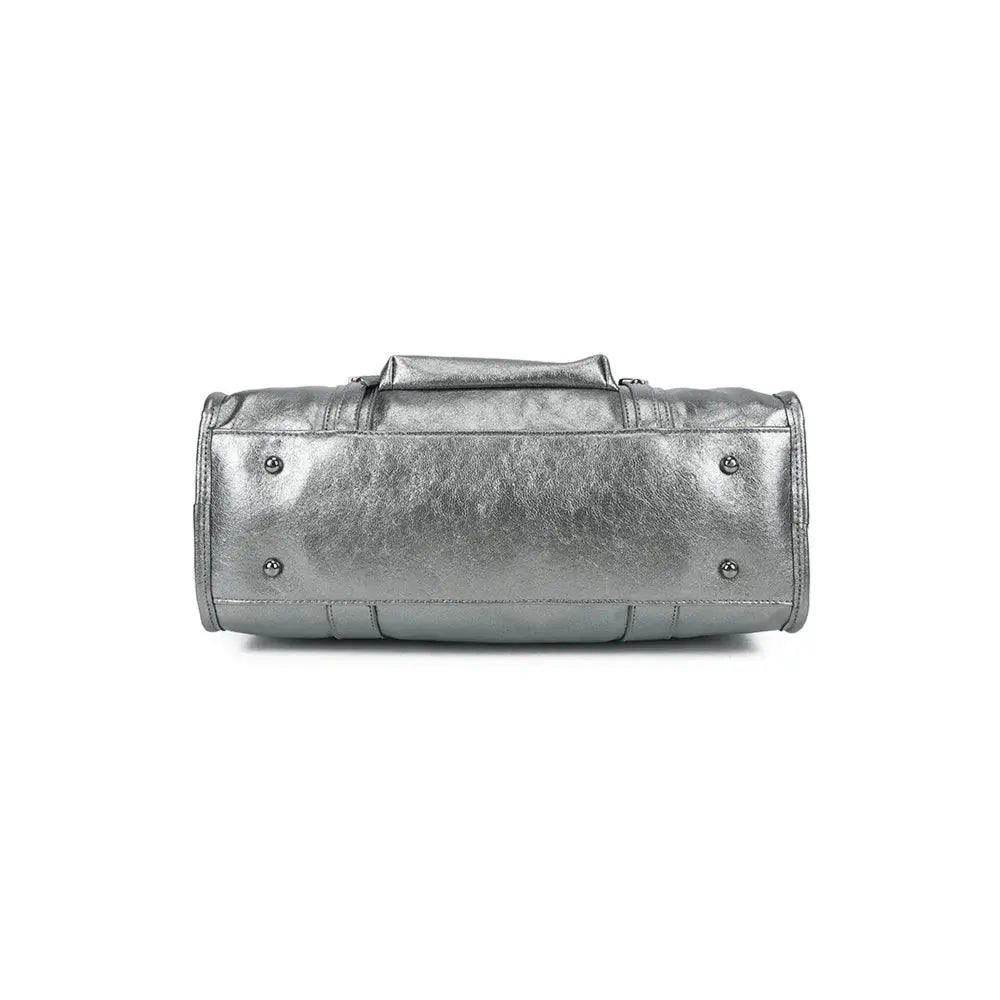 Grand sac à main bowling irisé gris argent