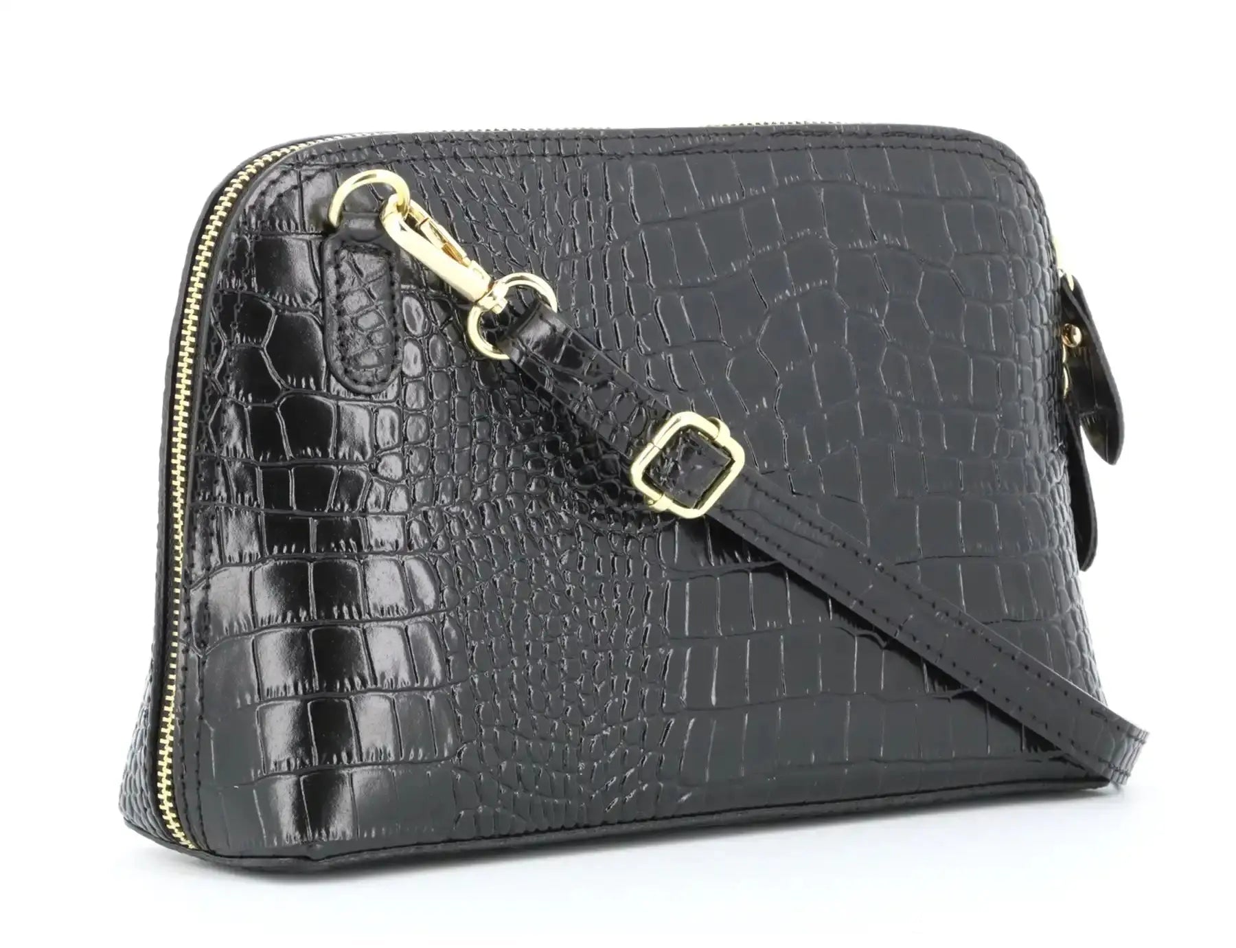 Made in Italy Sac dôme bandoulière femme cuir noir