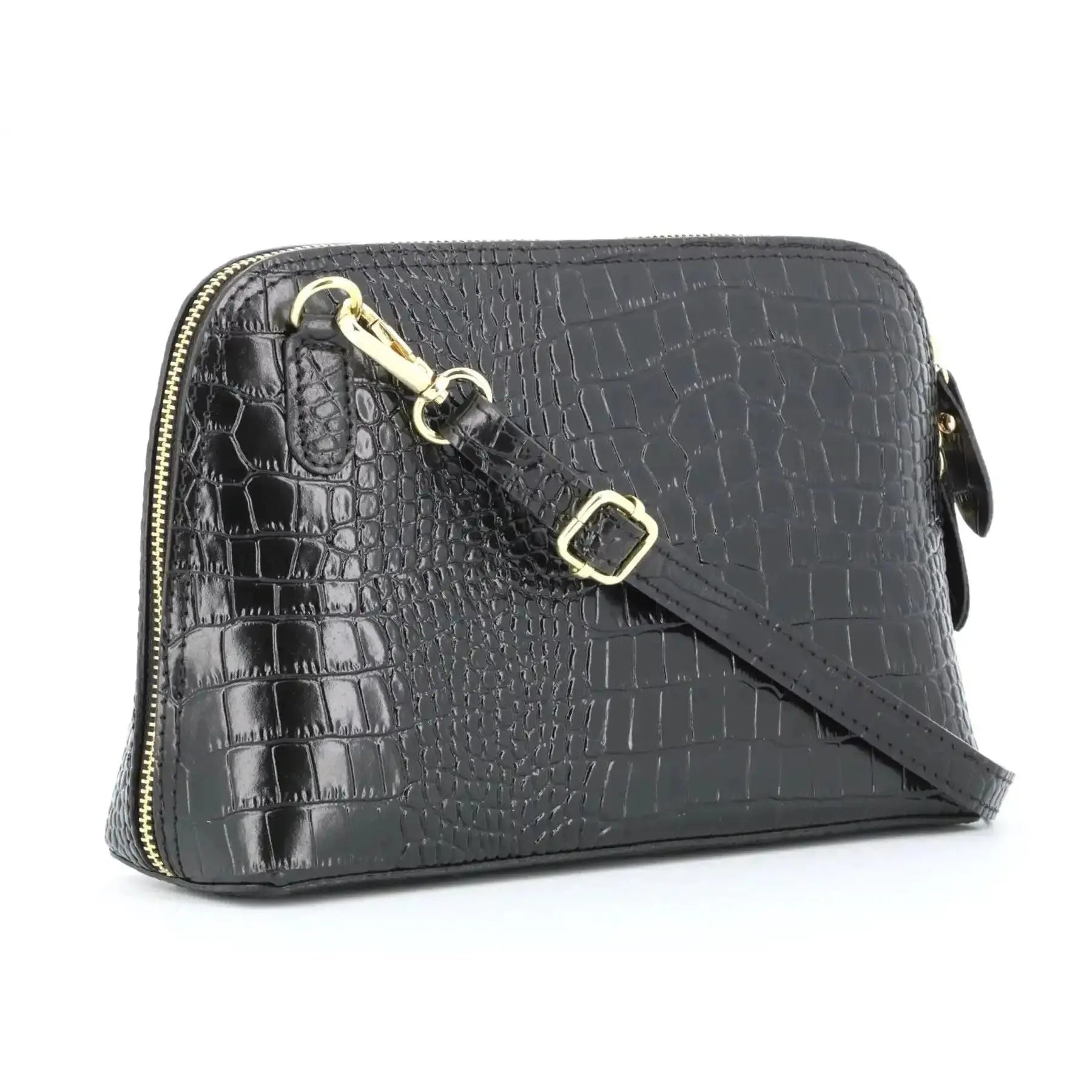 Made in Italy Sac dôme bandoulière femme cuir noir