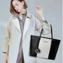 Sac cabas femme cuir synthétique rayures bicolores blanc - vue 2 | Gallantry