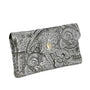 Vue 1 du Porte-monnaie long suédé irisé baroque 05A Kaki en cuir par Made in Italy.
