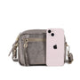 Sac bandoulière femme cuir irisé taupe élégant et tendance.