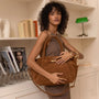 Sac cabas bandoulière femme similicuir camel - vue 2 | Flora & co