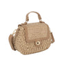 Sac bandoulière en paille à rabat Camel Flora & co