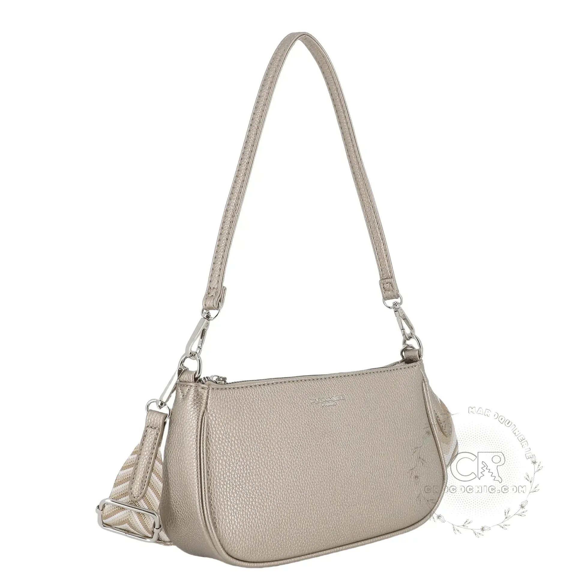 Flora & co Sac baguette avec bandoulière Taupe Métal