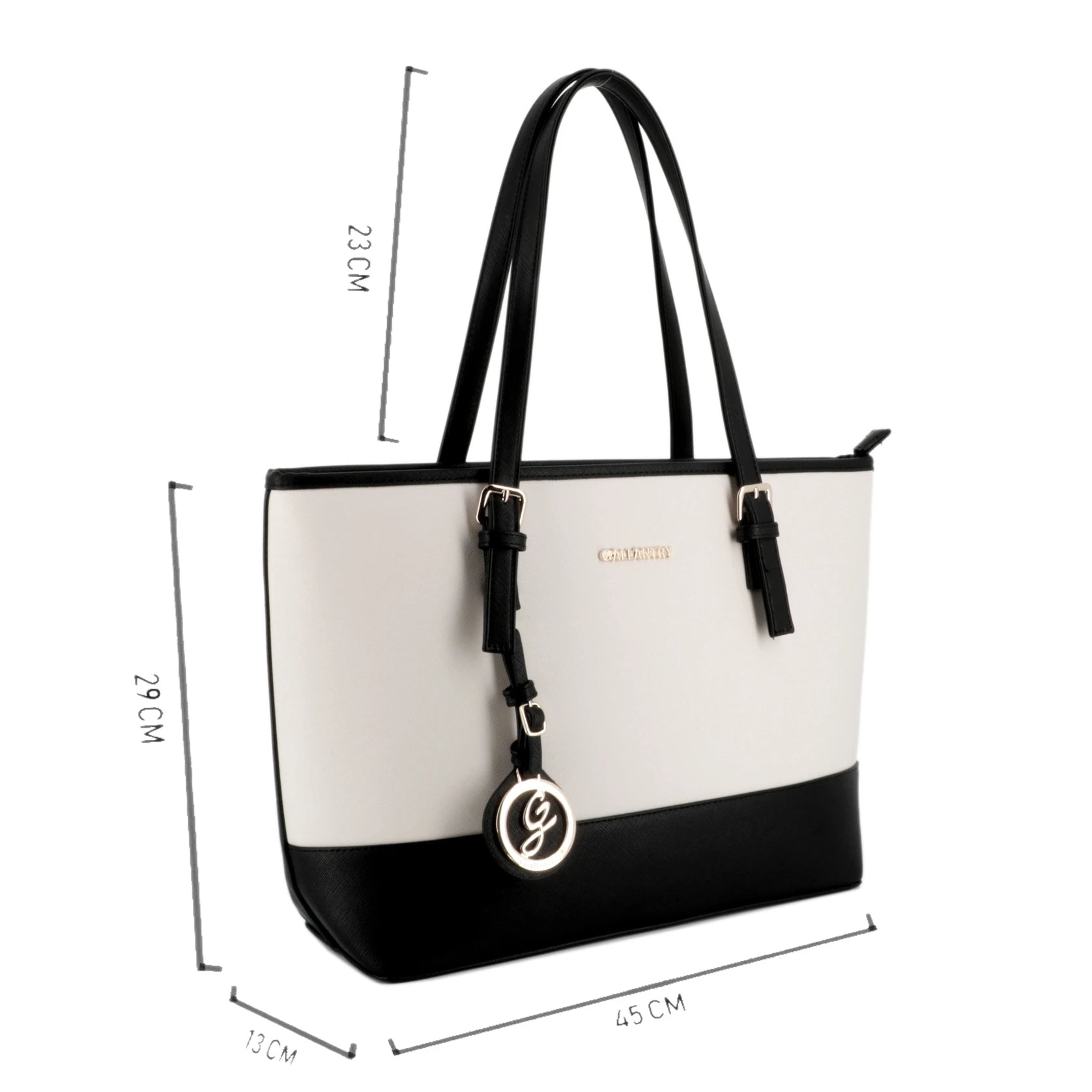 Sac cabas femme bicolore saffiano blanc