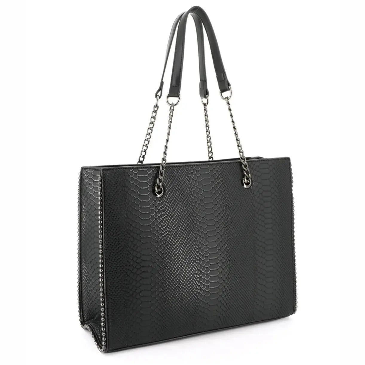 Sac cabas femme chaîne croco a4 noir Crocochic